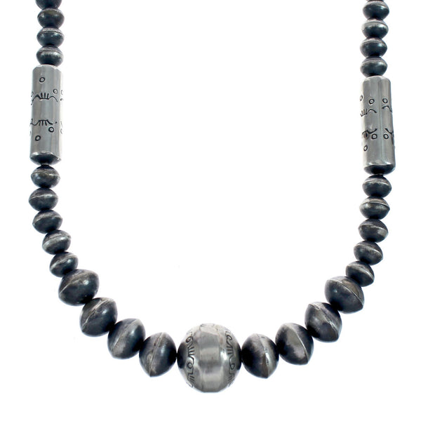 Old Pawn Style Sterling Silver Navajo Bead Necklace AX126084